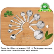 Square 13-Piece Stainless Steel Measuring Cups and Spoons Set, 5 Stainless Steel Measuring Cups,6 Stainless Steel Measuring Spoons &1 Measuring Stick Leveler &1 Mini Egg Whisk, kitchen tools for Cook