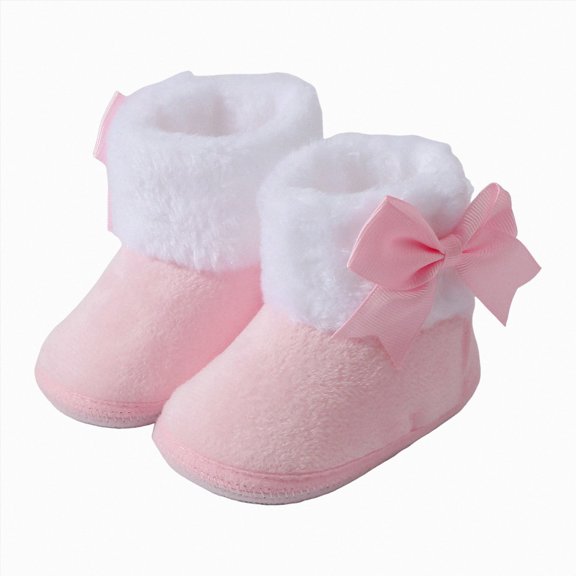NOLDARES Baby Boys Girls Cozy Fleece Booties with Grippers Stay On Slipper Socks Toddler Crib Winter Shoes for Boys Girls(Pink,3)