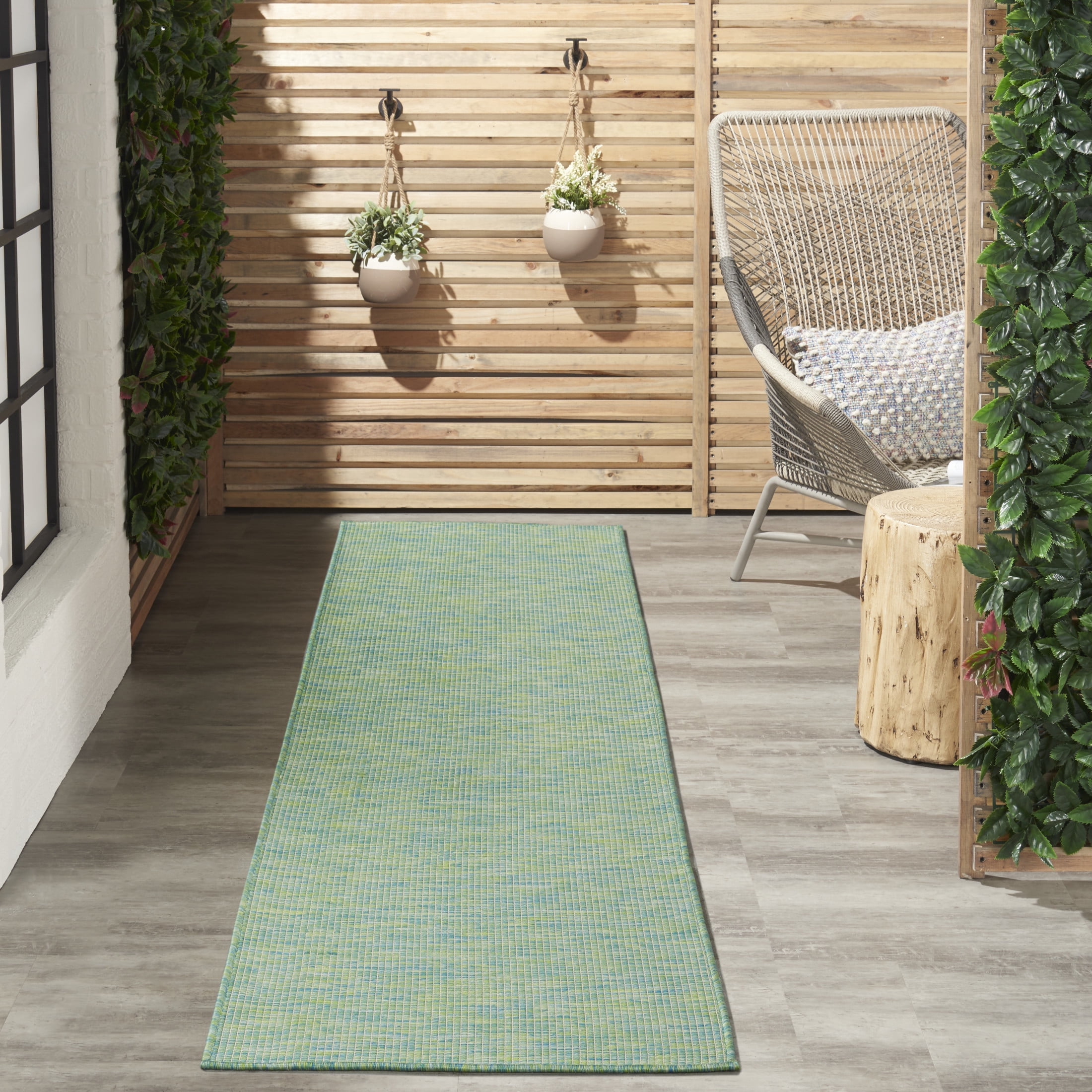 Nourison Positano Indoor/Outdoor Blue/Green 2'2" x 10' Area Rug, (2x10)