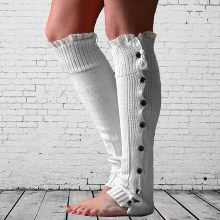 

XMMSWDLA Stockings Deals Clearance Womens Winter Warm Ladies Christmas Lace Over Knee Woolen Socks Legs