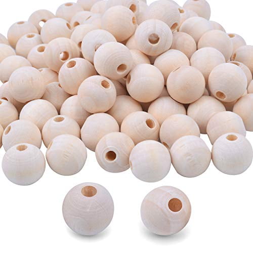 3/4Wooden Round Beads Unfinished Natural Loose Beads Spacer Beading Supplies Jewelry Findings Charms,50pcs