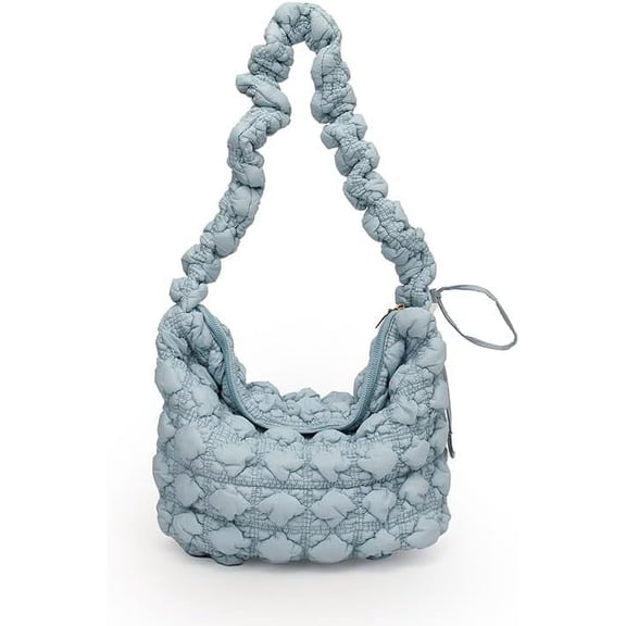LinYooLi Quilted Tote Bag for Women, Soft Puffer Tote Bag Lightweight Designer Cloud Pleated Hobo Bags Dumpling Crossbody