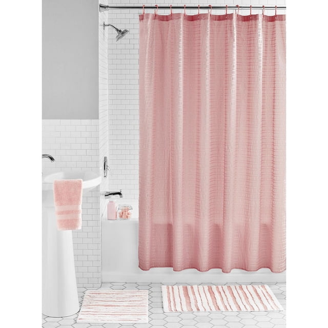 Mainstays 15-Piece Embossed Stripe Bath Accessory Set, Pink