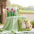 thumbnail image 4 of Phantoscope Easter Embroidered Rabbits Throw Pillow Cover Decorative for Bedroom, Living Room, sofa, office 18" x 18", Light Green, 1 Pack, 4 of 4