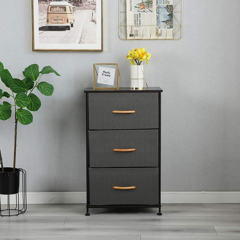 Somdot Nightstand Small Dresser with 3 Drawers Fabric Dresser for