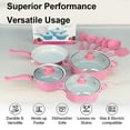 thumbnail image 6 of HUISZJ 13pcs Non Stick Cookware Set, Pink Cooking Fine Iron Multifunctional Pots Set with Wooden Handles, Stackable Stone Pot for All Types of Cooker, 6 of 10