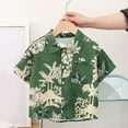 thumbnail image 2 of CYRBOKO Toddler Boys Button Down Shirts, Cotton Thin Short Sleeve Beach Summer Shirts Green Size 3-4 T, 2 of 4