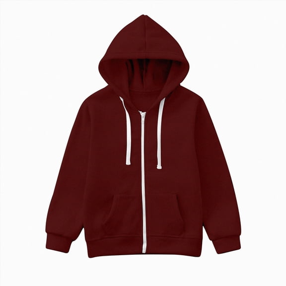KPOPLK Kids Zip Up Hoodies Toddler Boy Long Sleeve Hooded Sweatshirt Fall Winter Casual Solid Jacket for 1T 2T 3T 4T 5T 6T 7T Wine Size 3-4 Years