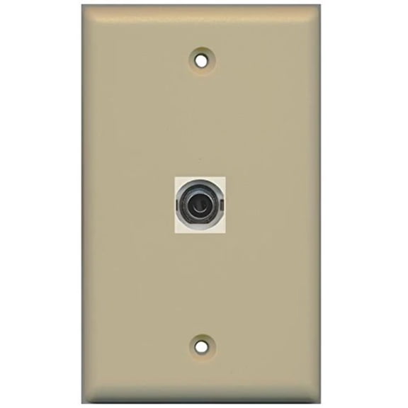 RiteAV 3.5mm (Ivory) Wall Plate 1 Gang Flat Ivory