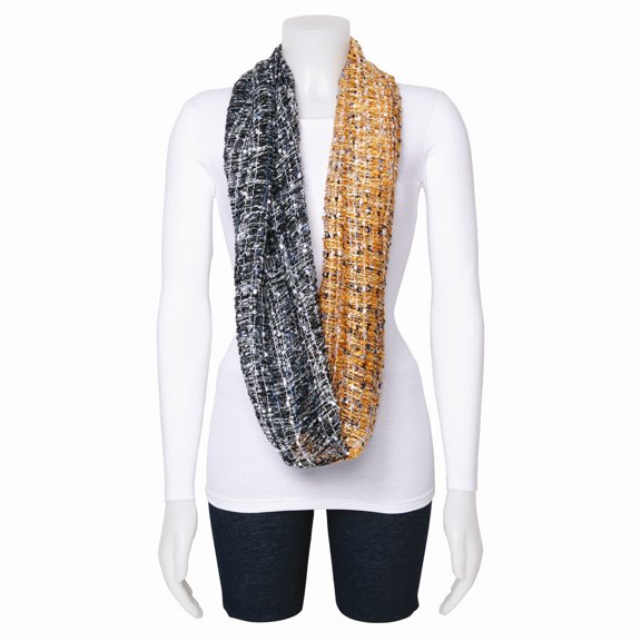 FB Jewels Black/Orange Multicolor Open Weave Circular Scarf