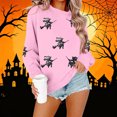 thumbnail image 6 of Womens Halloween Tops Printed Crew Neck Long Sleeve Elastic Hem Fashion Loose Fall Pullover Top Pink S, 6 of 6