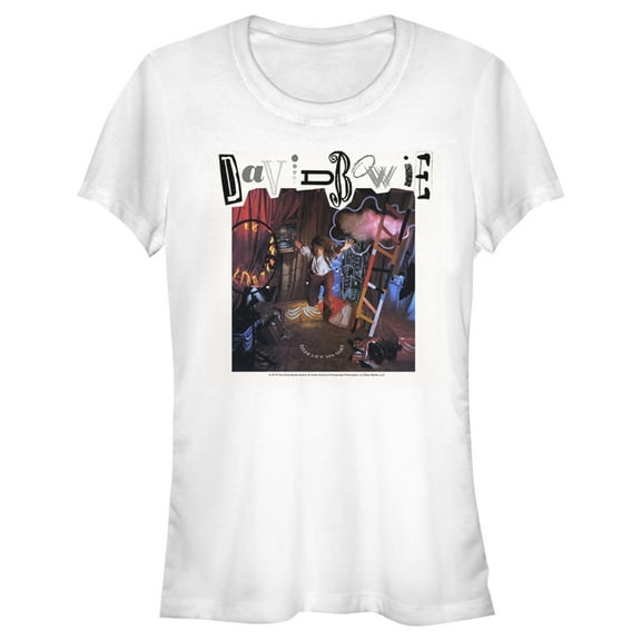 Junior's David Bowie Never Let Me Down Graphic Tee White Large