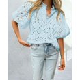 thumbnail image 3 of Blusa para Mujer PRETTYGARDEN Cuello en V con Encaje y Detalles Calados Talla M, 3 of 9