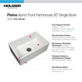 thumbnail image 4 of Houzer Platus 30 in White Fireclay Apron Front Farmhouse Single Bowl Kitchen Sink - PTS-4100 WH, 4 of 8