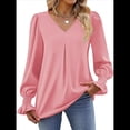 thumbnail image 3 of Blusas de Larga para Mujer 2025, Elegantes, Informales, con Cuello en V, Tipo Túnica, Blusa Holgada de para el Trabajo. Rosa M, 3 of 5