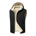 thumbnail image 5 of Men's Leisure Adding Fleece Thickened Hooded Vest Coat for Casual Layering, Outdoor Wear, and Winter Holiday Activities,Black,L, 5 of 5