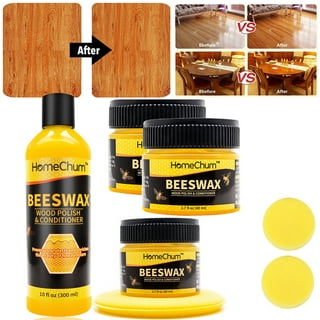 HomChum Yellow Beeswax, Wood Seasoning Beewax, Multipurpose Natural Wood Wax  Traditional Beeswax Polish for Furniture, Floor, Tables, Chairs, Cabinets,  Christmas Gifts, 10fl oz 
