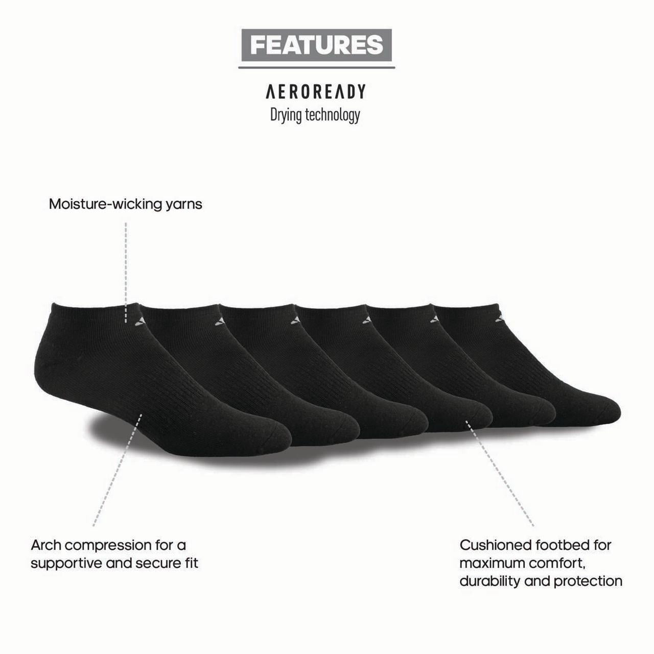 Adidas Men's No Show Athletic Sock (6-Pack)