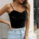 thumbnail image 2 of Playeras,Blusas y Tops,Ropa para Mujer Gimnasio Tank Tops Mujer Blusa corta de terciopelo con ombligo descubierto para mujer (Black, M), 2 of 7