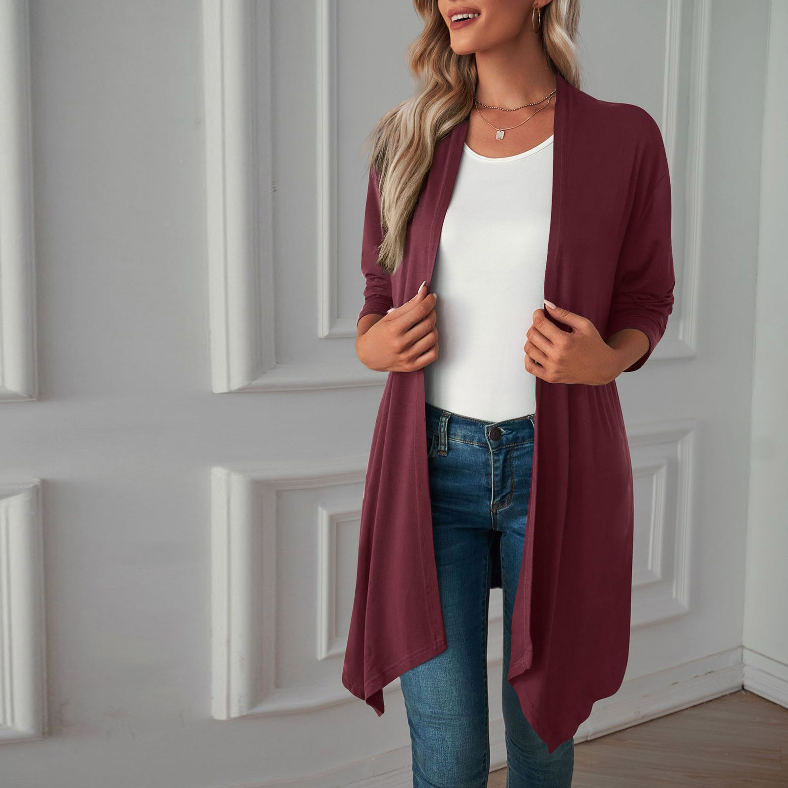 Cardigan Léger Femme - Col V, Manches Longues, Tricot Fin Pour Toutes Saisons