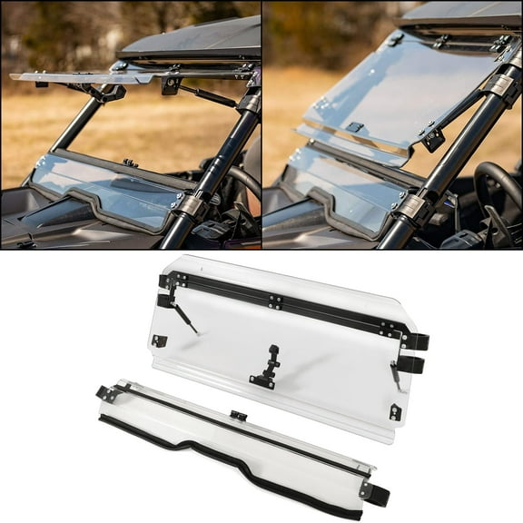Kojem Front Flip Clear Windshield for 2019  Honda Talon 1000X / 1000R 2020  Honda Talon 1000X-4 Open Vented Closed 3-IN-1 Scratch Resistant Fold Down Windscreen Gas Spring Included