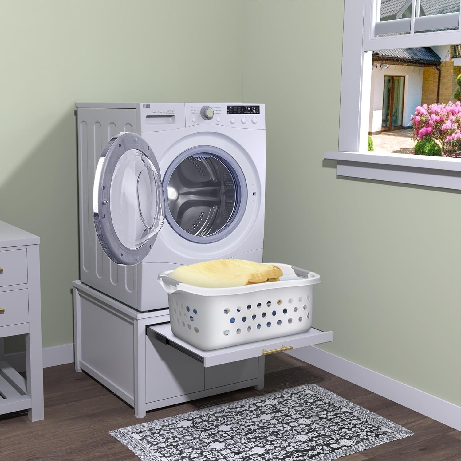 GDLF Laundry Pedestal Heavy Duty Metal Washer Dryer Pedestal 29" Universal Fit Anti-Vibration Washing Machine Stand