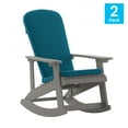 thumbnail image 5 of Flash Furniture Savannah Set of 2 All-Weather Poly Resin Wood Adirondack Rocking Chairs in Gray with Teal Cushions for Deck, Porch, and Patio, 5 of 15