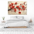 thumbnail image 3 of Mudket Framed Vintage Floral Canvas Wall Art Red Plum Blossom Flower Prints Wall Decor Abstract Botanical Canvas Print Ready to Hang for Living Room Office Home Decor - 12"L x 8"W, 3 of 10