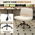 thumbnail image 4 of Yaheetech Fabric Rolling Armless Home Office Chair with Extra Wide Seat, Ivory, 4 of 7