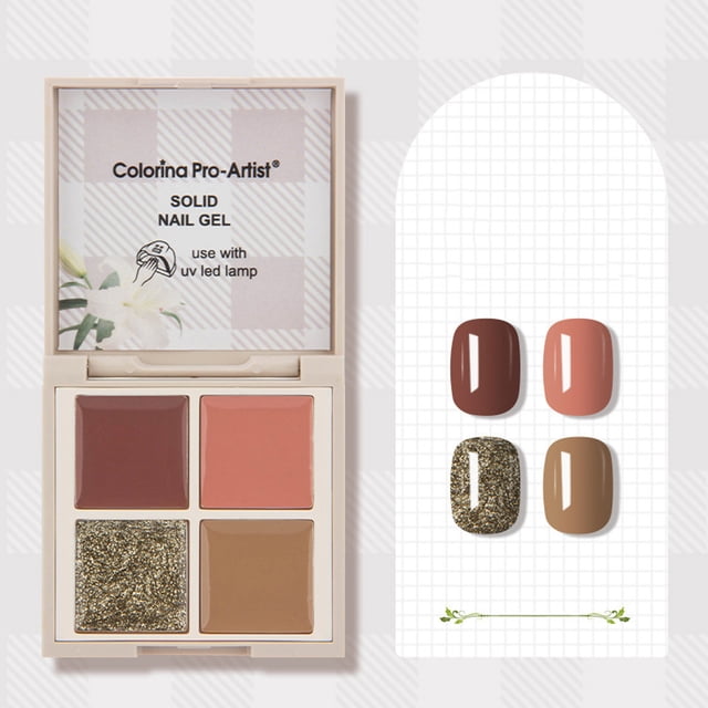 Fiudx Latas de Fototerapia con Pegamento para Esmalte de Uñas Sólido 4 Colores, Color Crema Sólido, Pegamento Pintado