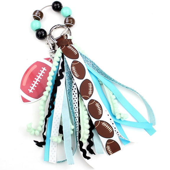 Game Day Keychain Accessory With Sports Charm And Stylish Ribbon Detail For Hand Bags Hanging Ornament