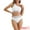 White, variant on DARING DIVA Women's 2 Piece Ribbed One Shoulder Color Braided Trim Bikini Set XS Black