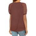 thumbnail image 2 of Anbech Women's Lace Splicing Blouse V Neck Shirt Splice Short Sleeve Loose Casual Solid Color Tops, 2 of 3