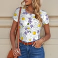 thumbnail image 6 of Pofeuu Daisies Flowers Print Short Sleeve Body Suits Women Round Neck Bodysuits for Women Onesie Adult Set Body Suit-XX-Large, 6 of 7
