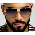thumbnail image 6 of Men Sunglasses Luxury Gold Frame Square Metal Style Sunglasses Black GM, 6 of 8