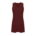 thumbnail image 5 of Women's Sleevelee Tank Dress 2025 Summer Casual V Neck Basic Split Mini Tshirt Sundresses Fashion Outfits, 5 of 6