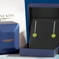 thumbnail image 5 of Gem Stone King 14K Yellow Gold Green Peridot and Lab Grown Diamond Dangle Earrings for Women | 4.50 Cttw | Gemstone August Birthstone | Round 8MM, 5 of 6