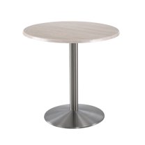 Indoor/Outdoor 36" Tall OD214 Stainless Steel Table Base with 22" Diameter Foot and 30" Diameter Indoor/Outdoor White Ash Top by the Holland Bar Stool Co.