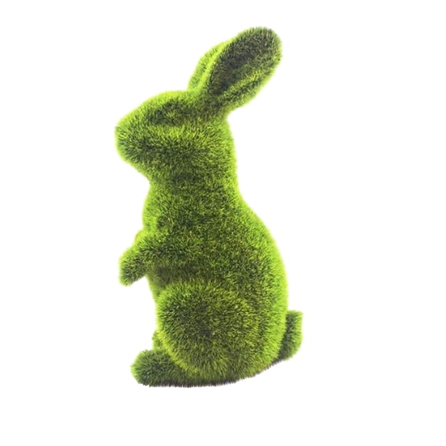TIMIFIS Green Flocking Rabbits Of Industrial Plants, Hand Made Grass Animals Easter Rabbits, Statues And Ornaments On The Of The Garden