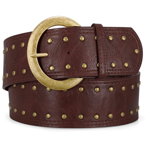 WHIPPY Women's Wide Leather Belts for Dresses Jeans Western Belt Vintage Cowgirl Belt