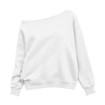 thumbnail image 4 of XAOFW Girls Solid Color Off The Shoulder Sweatshirts Cozy Long Sleeve Sweatshirts Relaxed Fit Knit Basic Pullover Trendy Tops 4-5 Years, 4 of 5