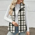 thumbnail image 6 of yoeyez Womens Plaid Outerwear Vests Tops Zip Up Collared Sleeveless Jacket with Pockects Fall Winter Cozy Warm Waistcoat Tops Black,S, 6 of 7