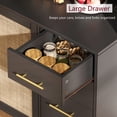 thumbnail image 5 of Rovaurx 70.9" Kitchen Pantry Cabinet with Microwave Shelf, Rattan Freestanding Storage Cabinet with Charging Station, Sideboard Buffet Cabinet with Drawers and Doors, Black and Natural KBG002BME, 5 of 7