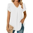 thumbnail image 2 of Admvng Short Sleeve Shirts For Women Casual V-Neck Short Sleeve Cute Solid Summer Loose Blouses Tops S-2XL, 2 of 8