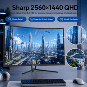 Deco Gear 39\ Curved Gaming Monitor, QHD 2560x1440 VA, 165Hz 1ms MPRT, AMD FreeSync, USB-C 65W, HDMI 2.0 & DP 1.4, Built-in Speakers, 3000R