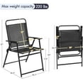 thumbnail image 3 of Outdoor Folding Patio Chairs Set of 4, Portable Outdoor Folding Chairs for Outside, Lawn, Garden and Porch with Metal Frame, Armrests, Stackable, Foldable and Portable Design, Black, 3 of 9