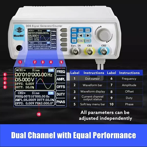 60MHz Dual Channel Signal Source Arbitrary Function Signal Generator 200MSa/s