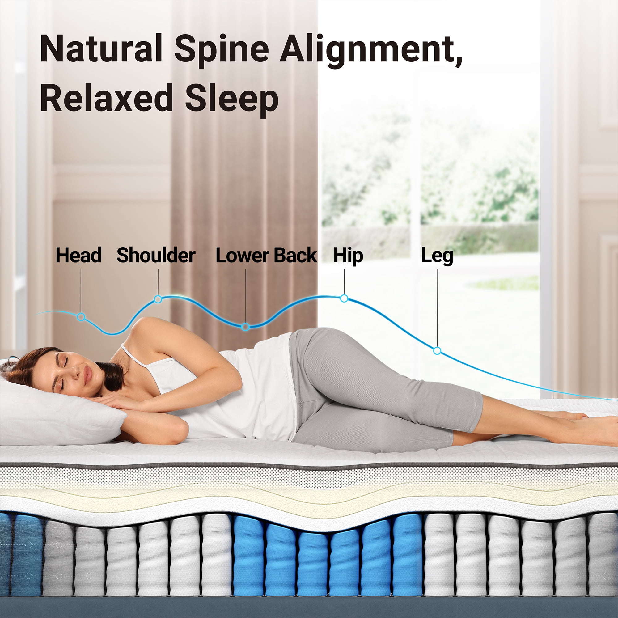 Serweet Queen Mattress, 10 Inch Hybrid Mattress in a Box, Medium Firm