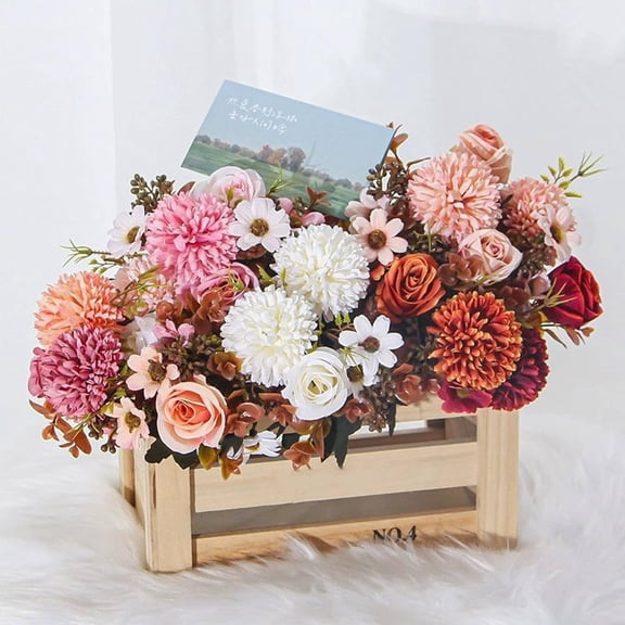 UV Resistant Artificial Flowers Indoor with Green Leaves, Realistic Faux Flowers Bouquet, All Weather Decor for Garden Porch Wedding Vase Arrangement