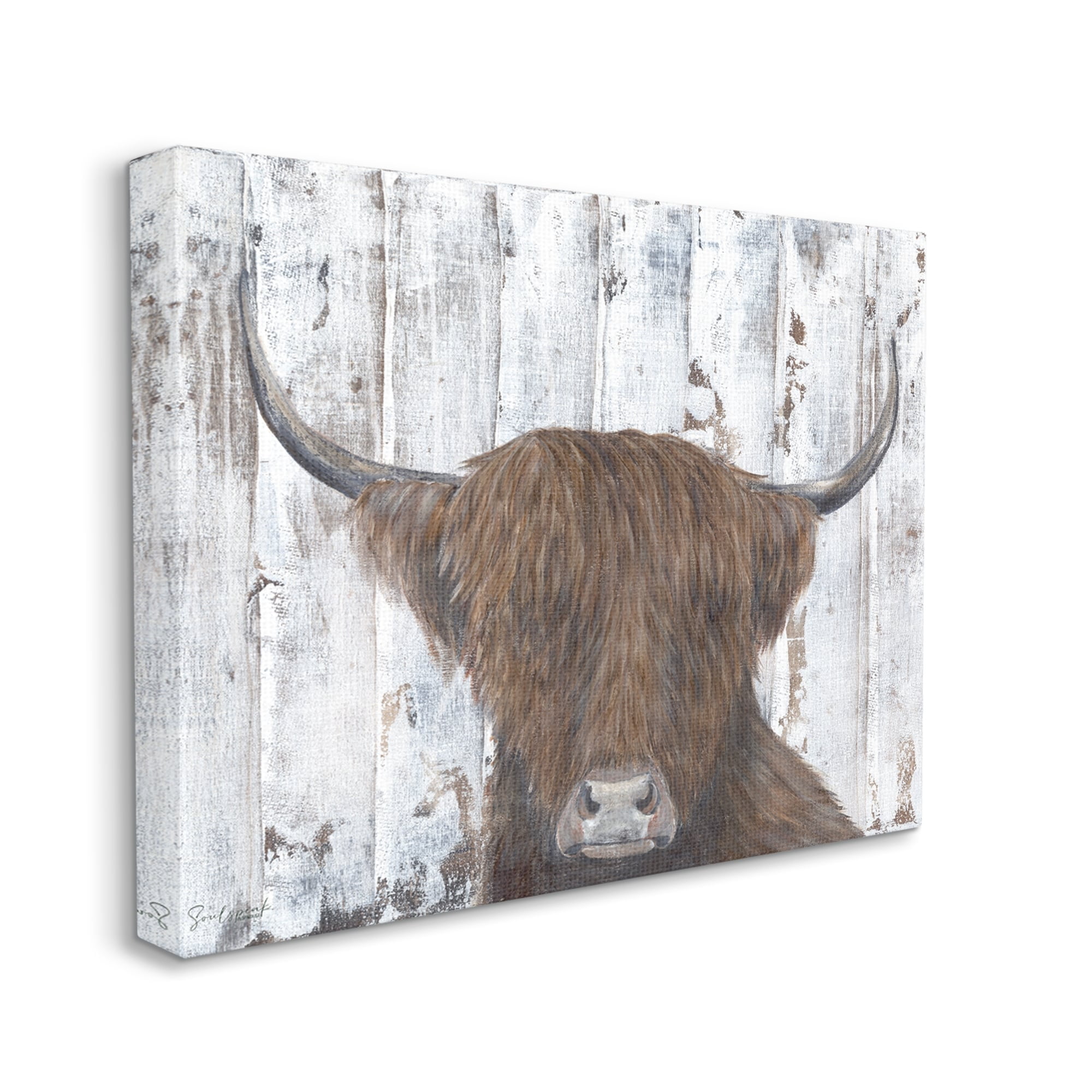 Stupell Country Rustic Highland Cattle Portrait Animals & Insects Painting Gallery Wrapped Canvas Print Wall Art